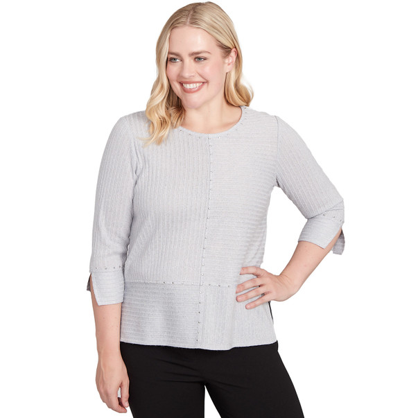 Women's Heat Set Embellished Solid Knit Top