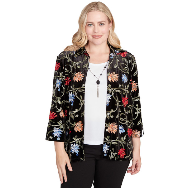 Women's Rich Velvet Floral Two In One Top With Necklace