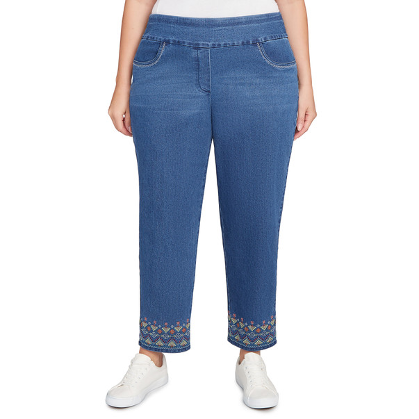 Plus Women's Super Stretch Geometric Denim Ankle Pant