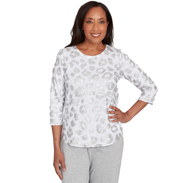 Women's Monotone Crew Neck Animal Top