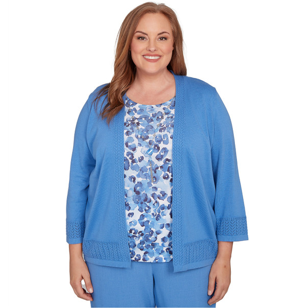 Plus Women's Animal Two In One Periwinkle Sweater