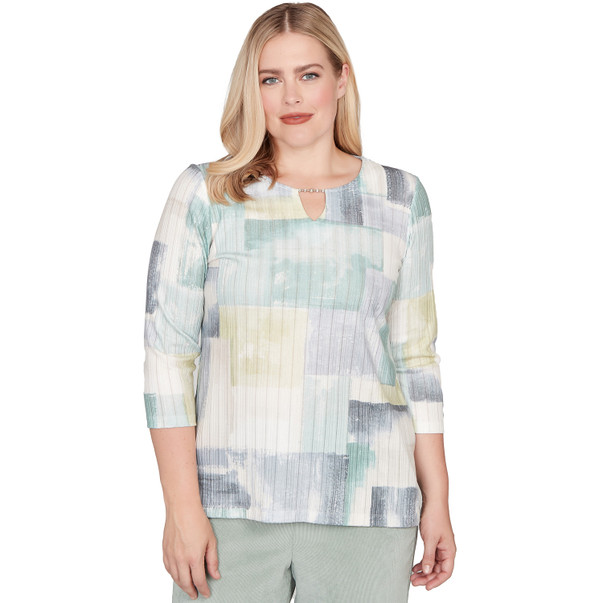 Women's Soft Colorblock Rib Texture Knit Top