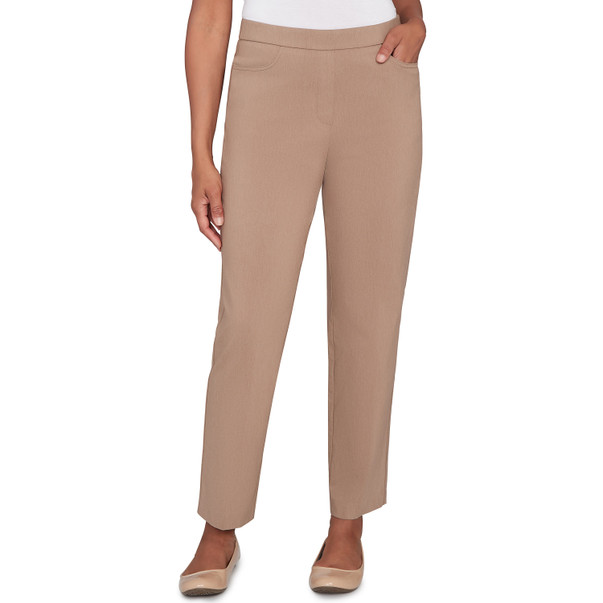MOCHA HEATHER Women's Smooth Front Easy Fit Short Length Pant