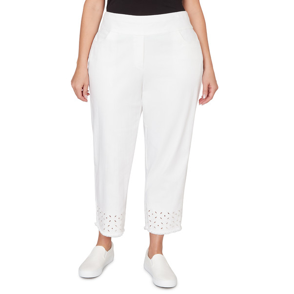 Plus Women's Geometric Embroidered Super Stretch Denim Ankle Pant