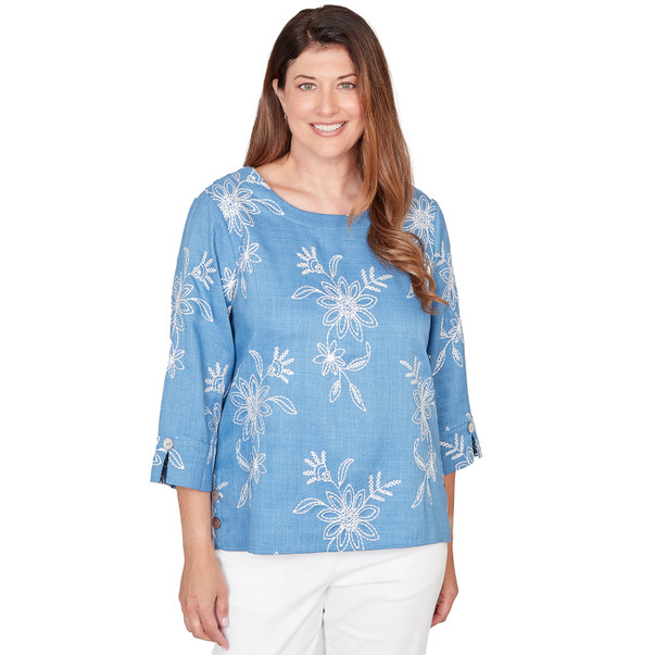 Women's Tossed Floral Embroidered Top
