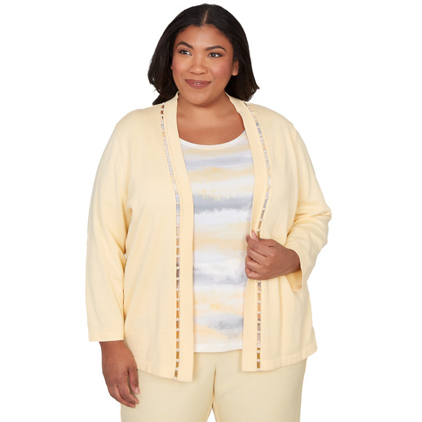 Plus Women's Pearl Stripe Two In One Sweater