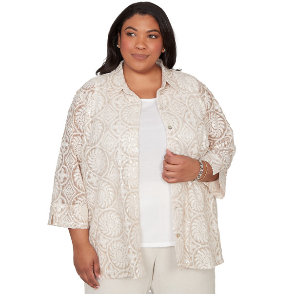 Plus Women's Sequin Medallion Two In One Top