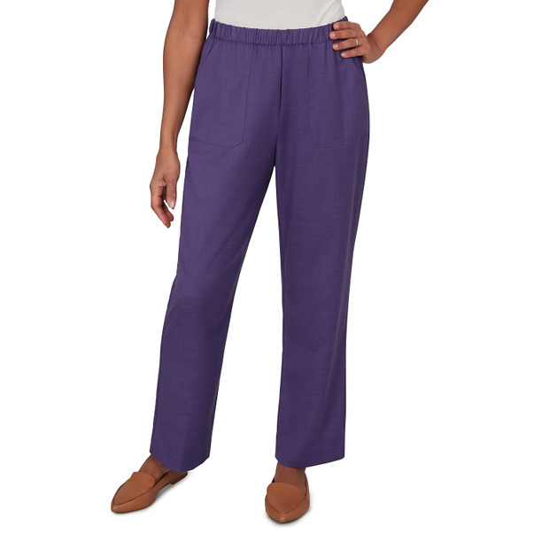 Women's Textured Elastic Waist Pull On Short Length Pant