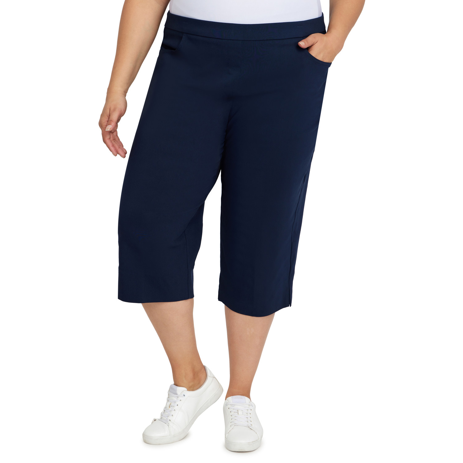 Plus Women's Flat Front Split Hem Allure Clamdigger Pant