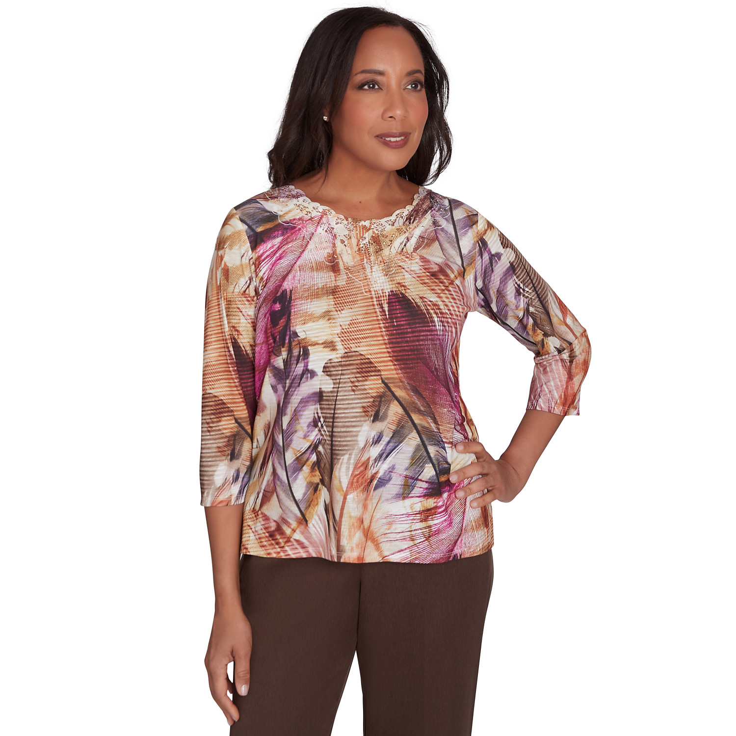 Women's Feathers Lace Detailed Top