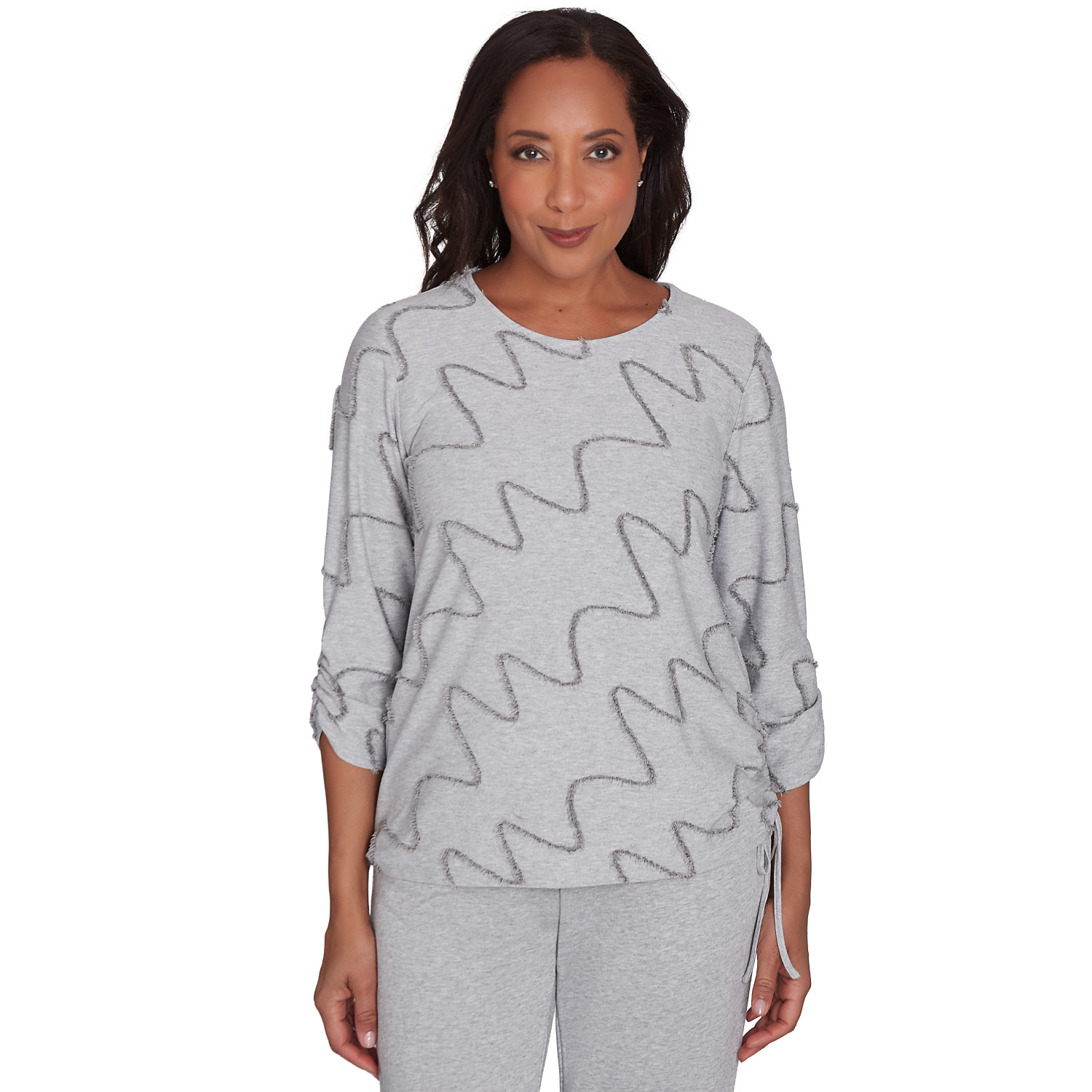 Women's Diagonal Textured Crew Neck Top