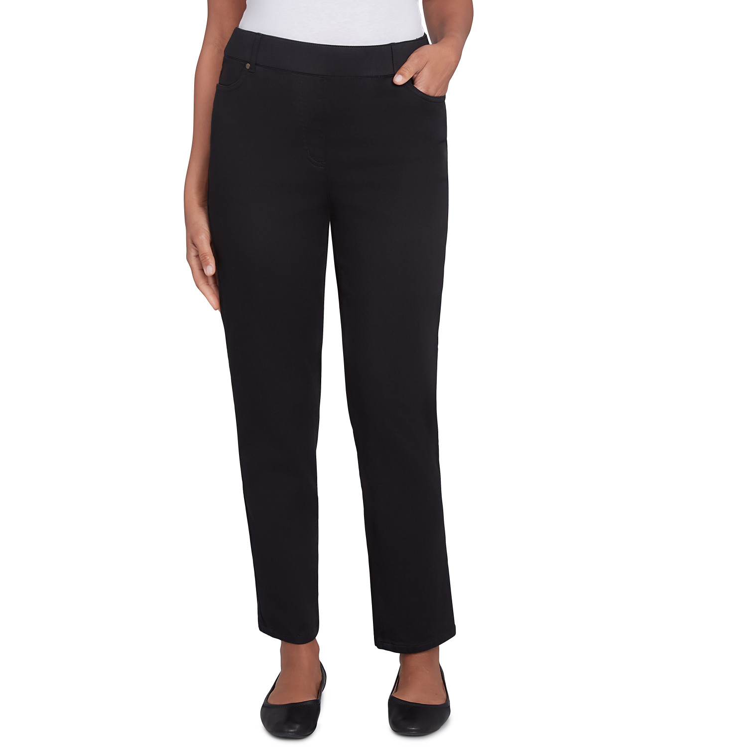 Women's Super Stretch Faux Fly Denim Medium Length Jeans
