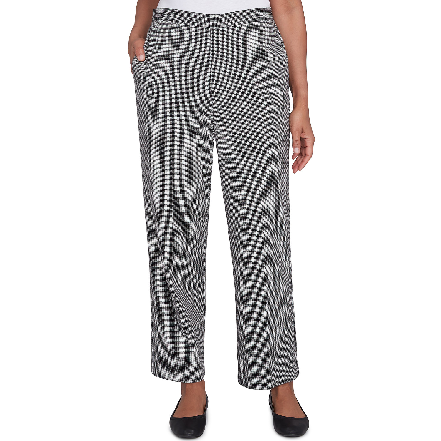 Women's Chic Pull On Houndstooth Medium Length Pant