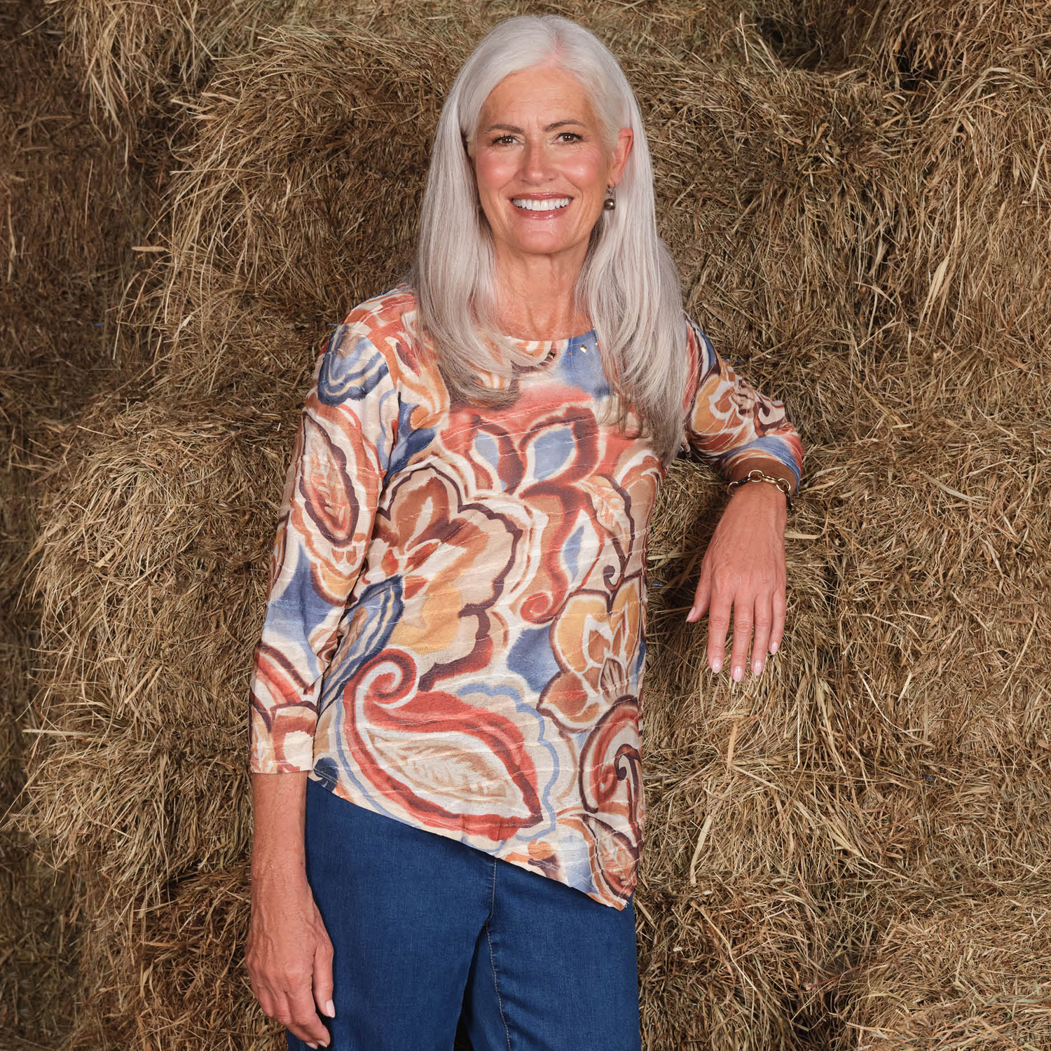 Women's Watercolor Paisley Crew Neck Top
