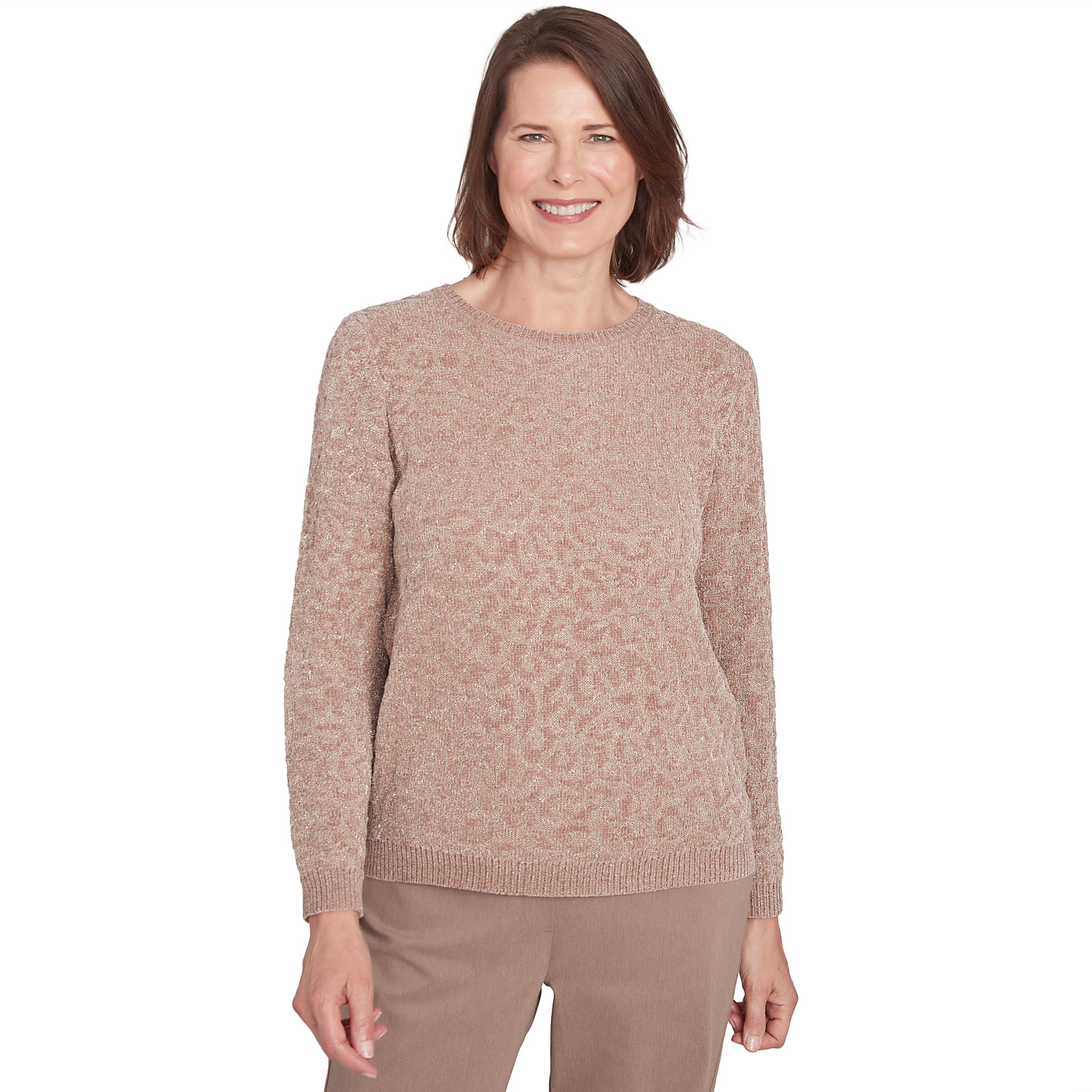 Women's Metallic Cheetah Textured Sweater
