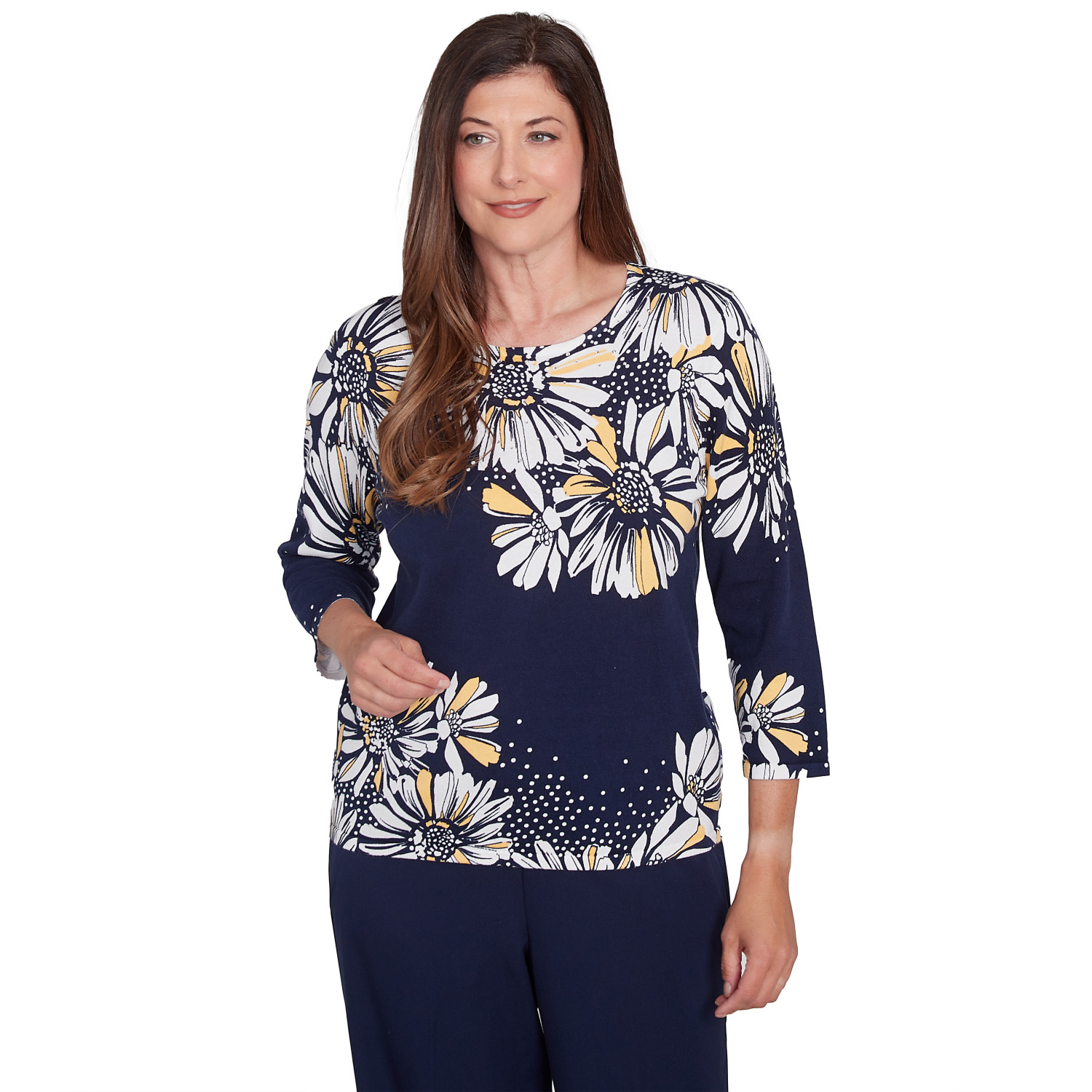 Women's Embellished Daisy Crew Neck Sweater