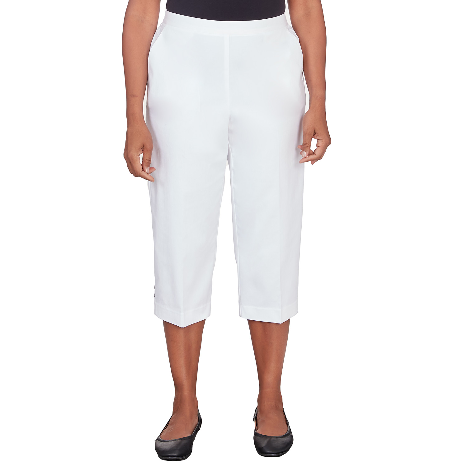Petite Women's Denim Twill Denim Split Hem Capri Pant
