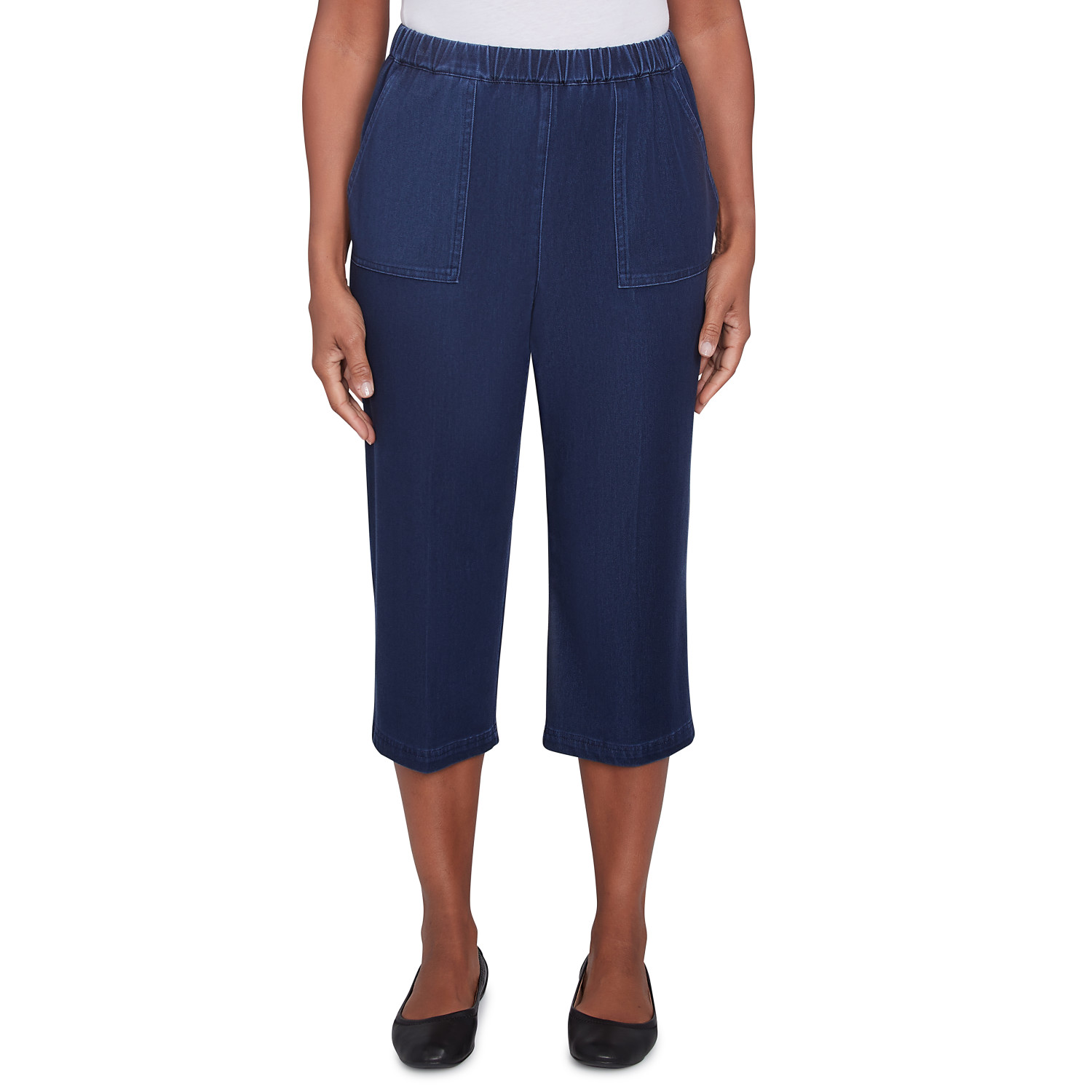 Petite Women's Free Spirit Knit Denim Capri