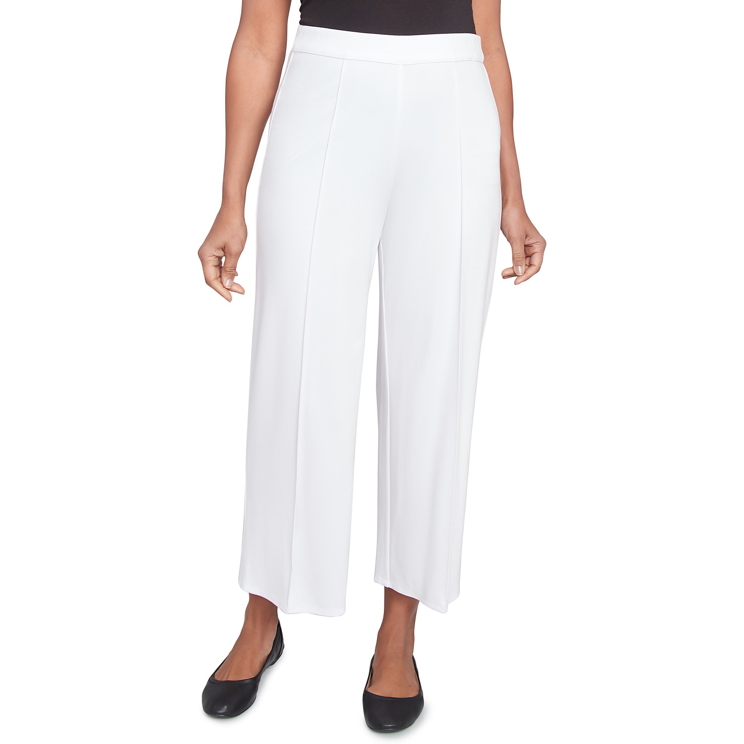 Petite Women's Pleated Wide Leg Ankle Pants