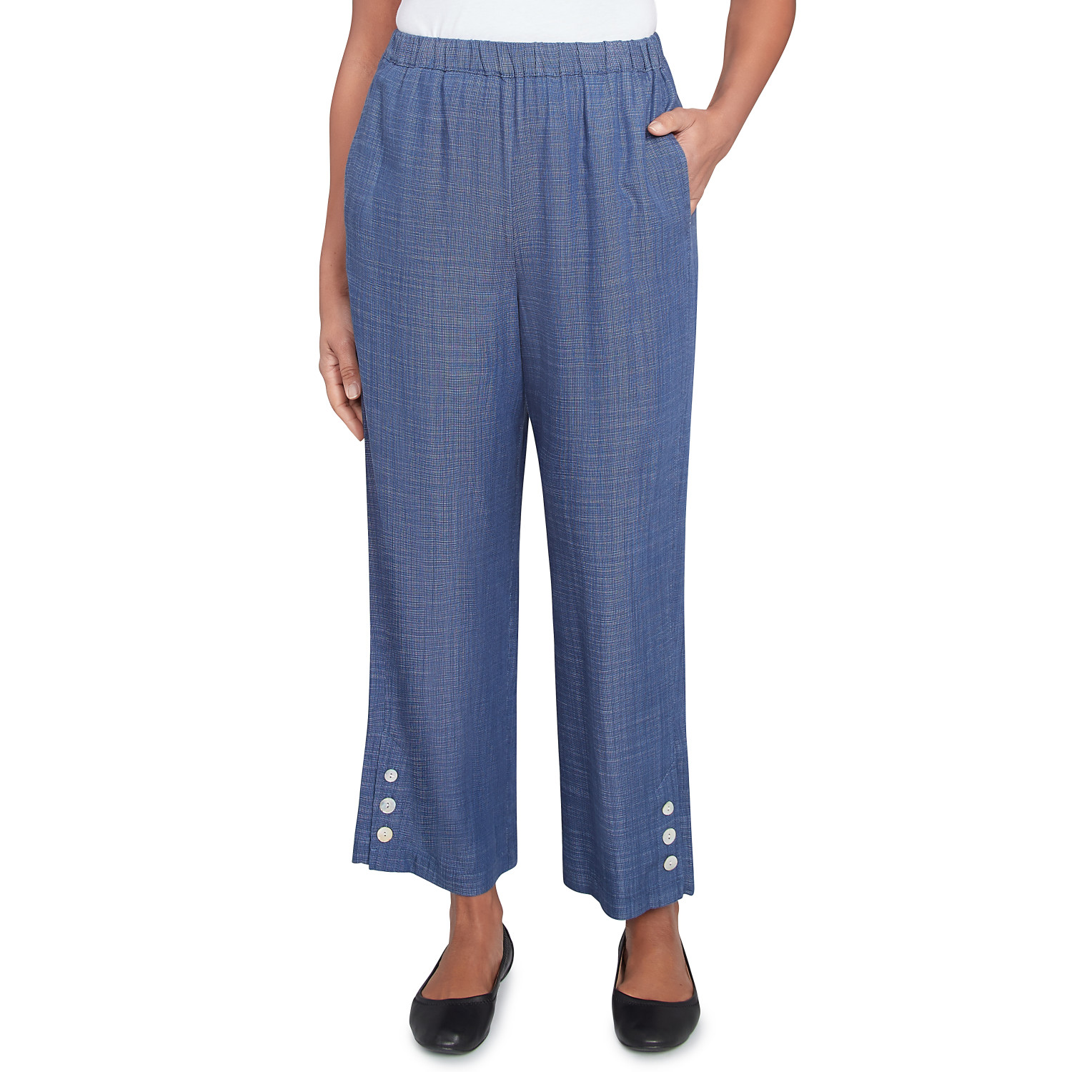 Petite Women's Relaxed Button Detail Ankle Pant