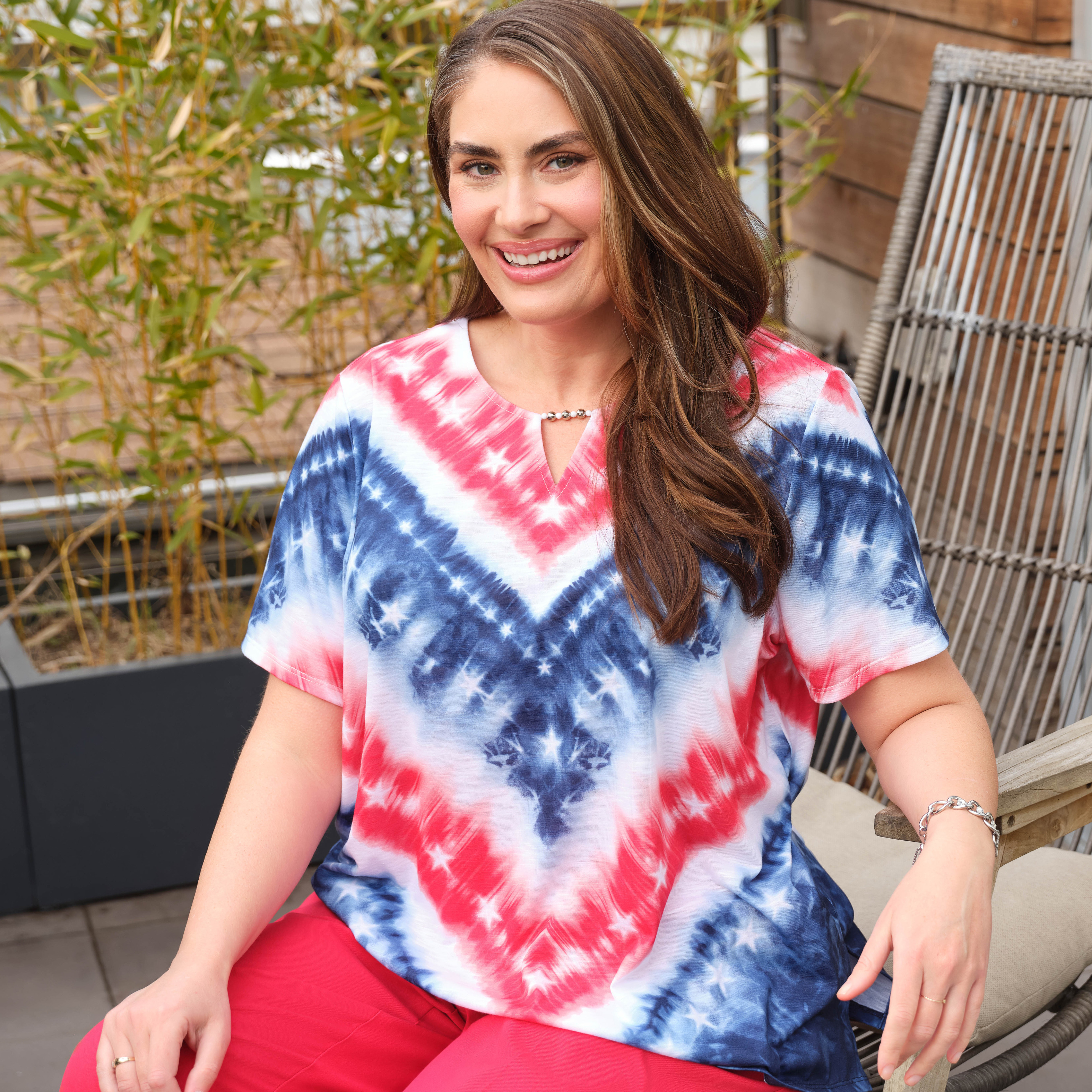 Women's Tie Dye American Chevron Tee