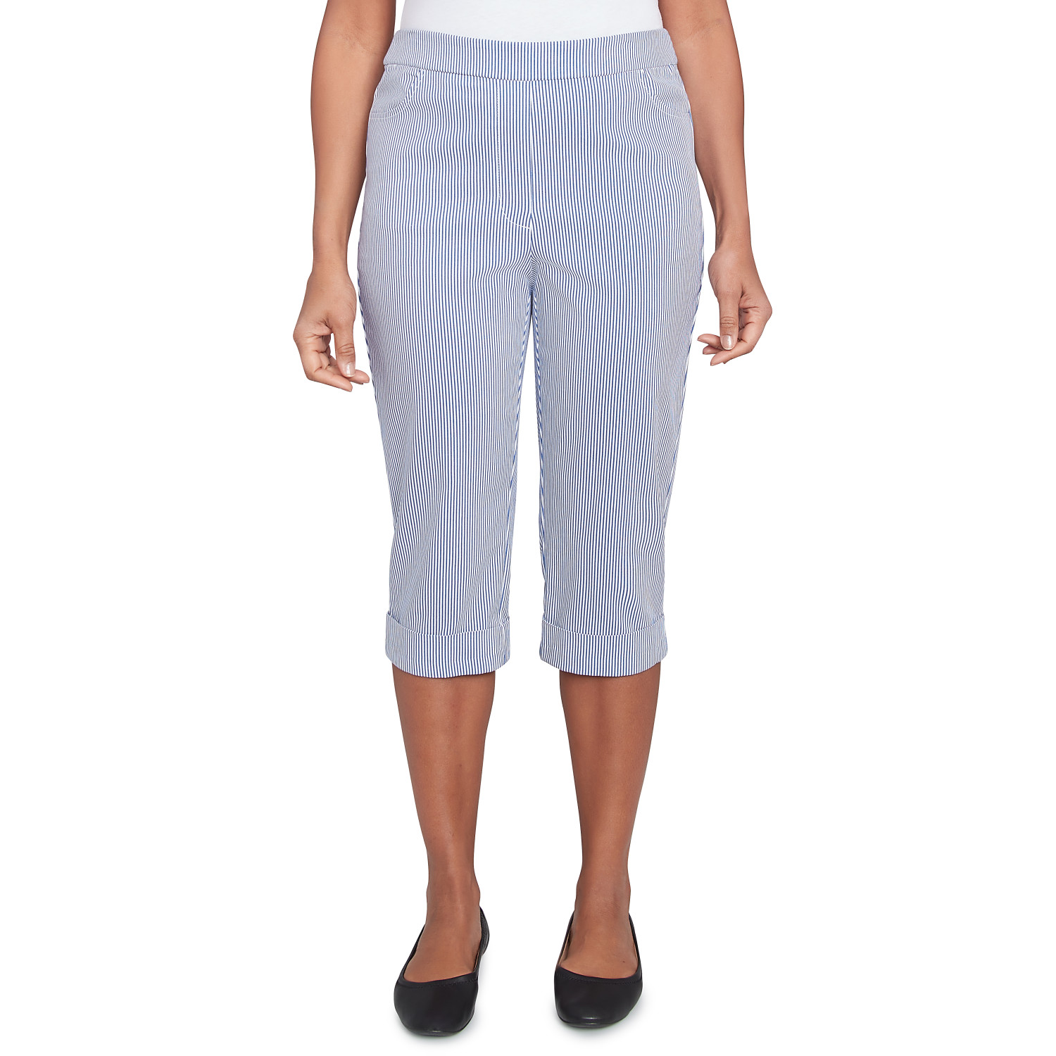 Petite Women's Striped Cuffed Clamdigger