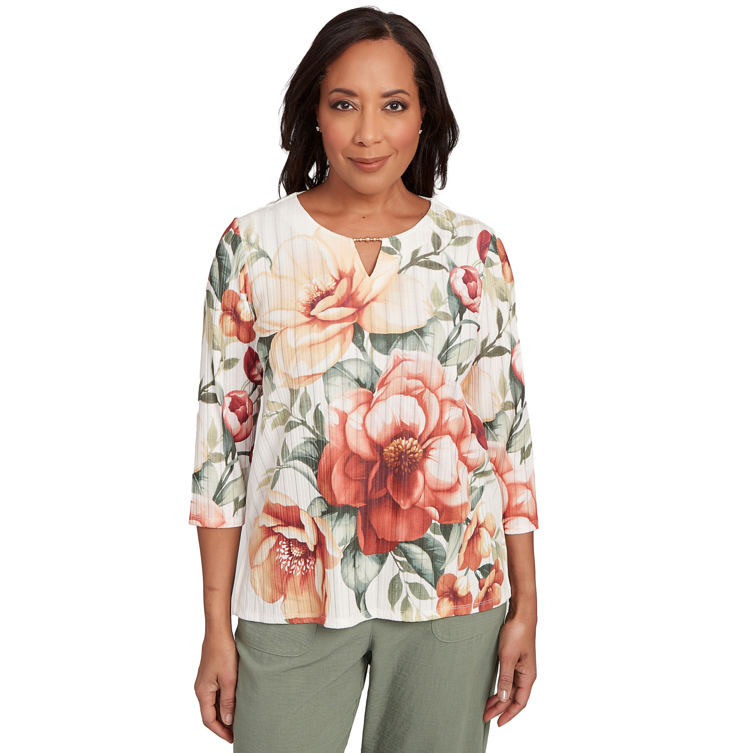 Women's Dramatic Floral Split Beaded Top