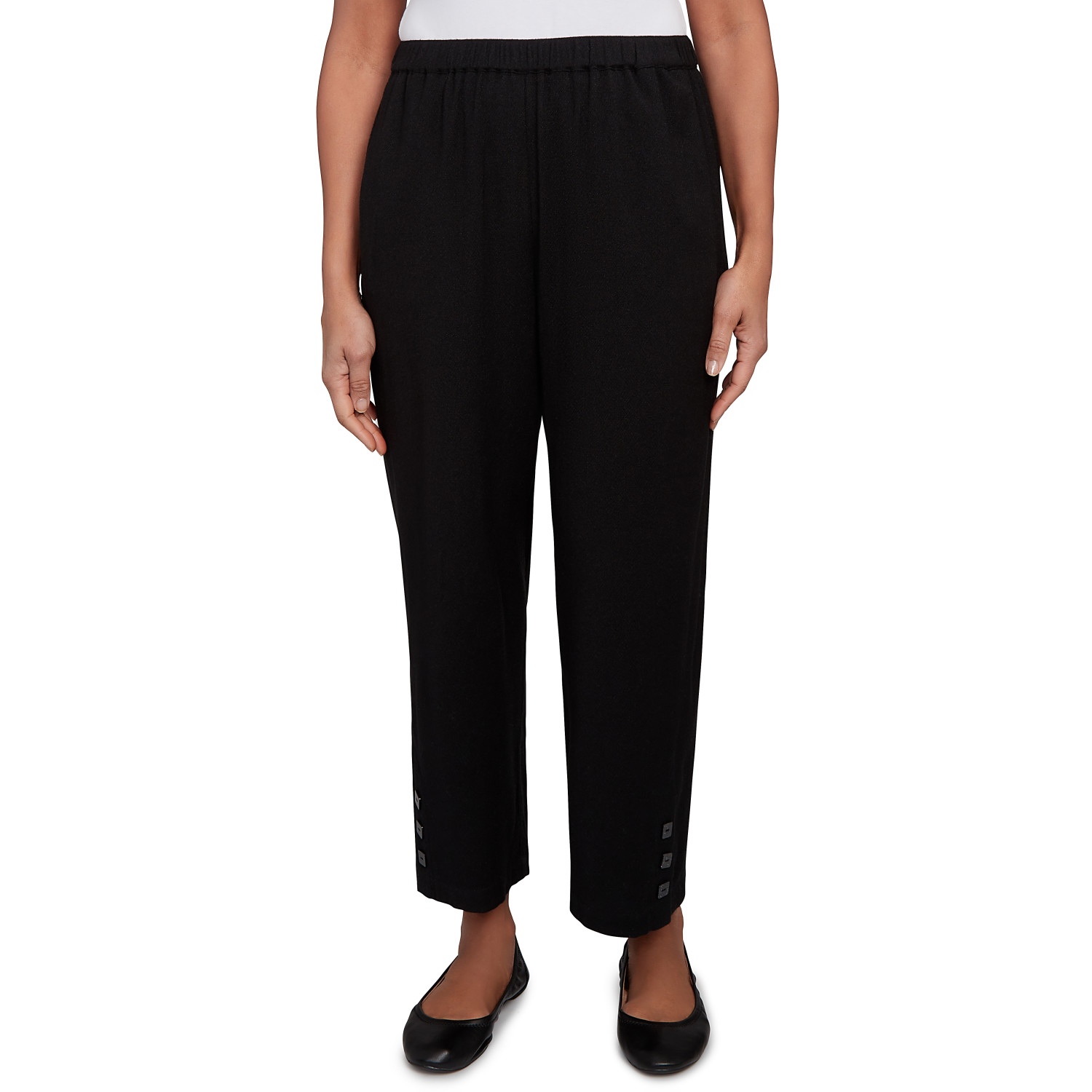 Petite Women's Button Cuffed All Around Elastic Ankle Pant