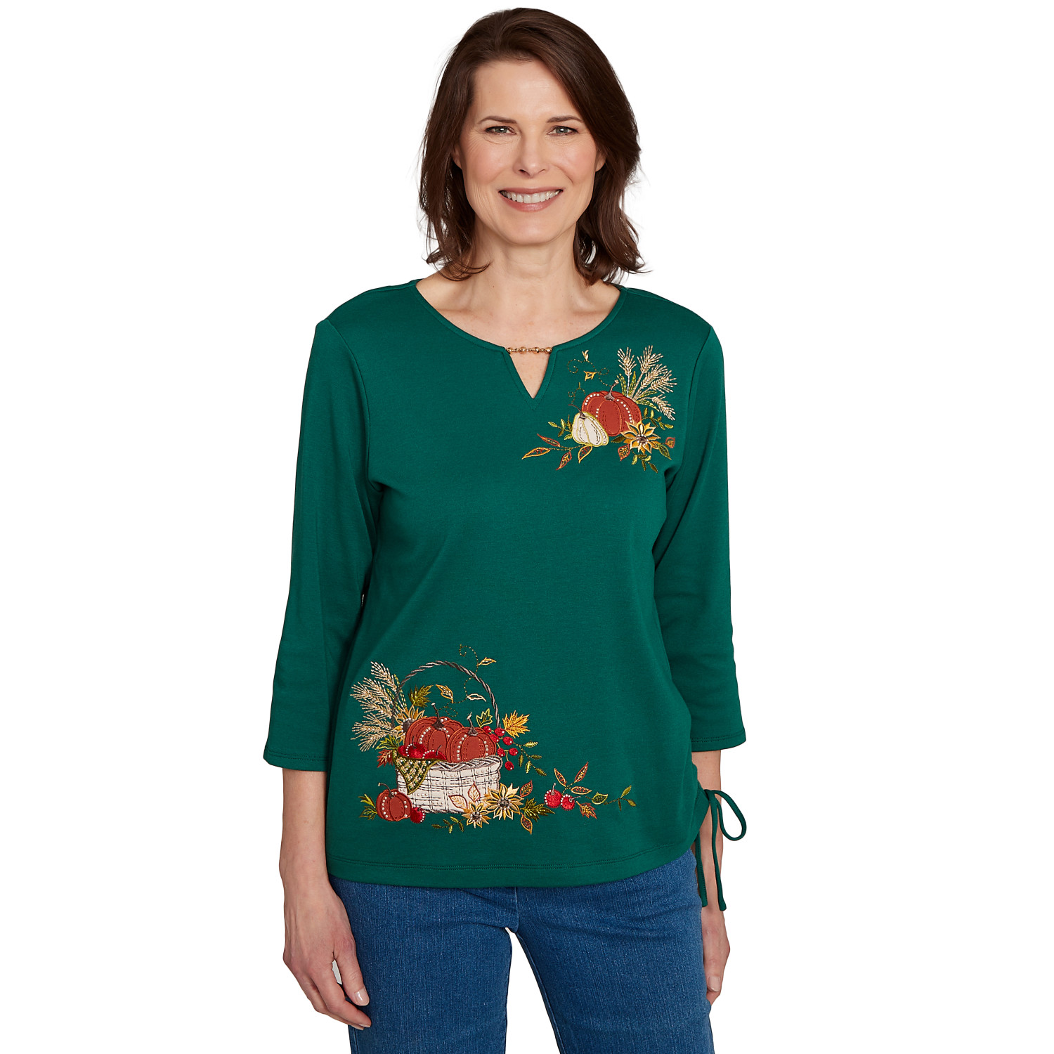 Women's Asymmetric Pumpkin Split Beaded Top