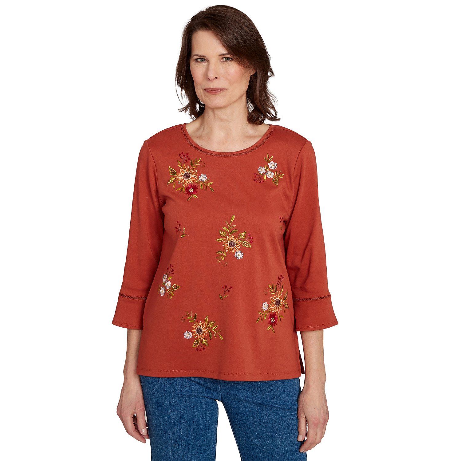 Women's Tossed Floral Flutter Sleeve Top