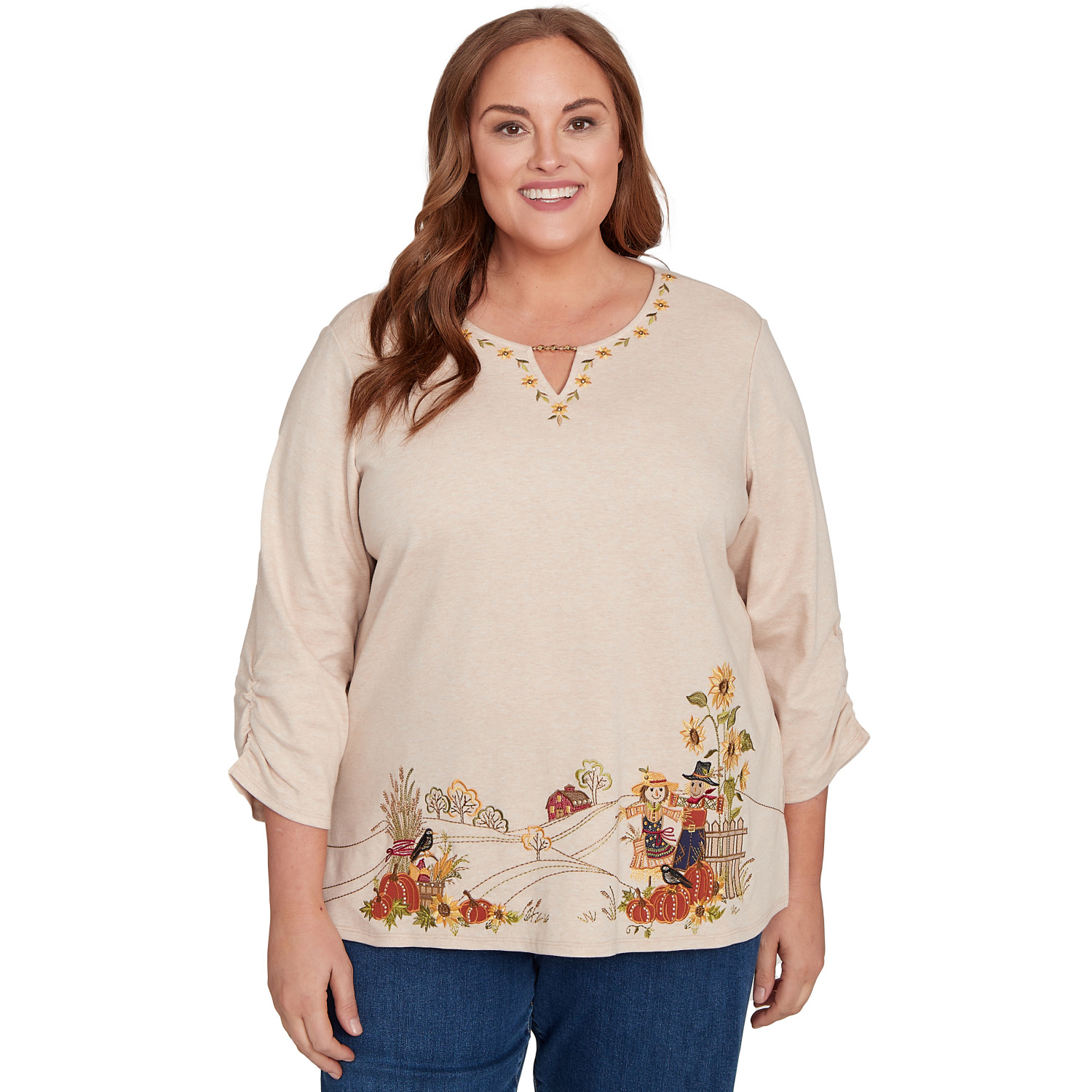 Plus Women's Scarecrow Bordered Top