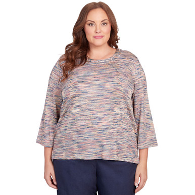 Plus Women's Space Dye Split Hem Top | Alfred Dunner