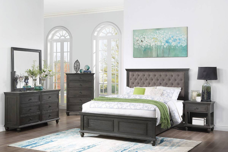 Queen button tufted bed frame - 20452