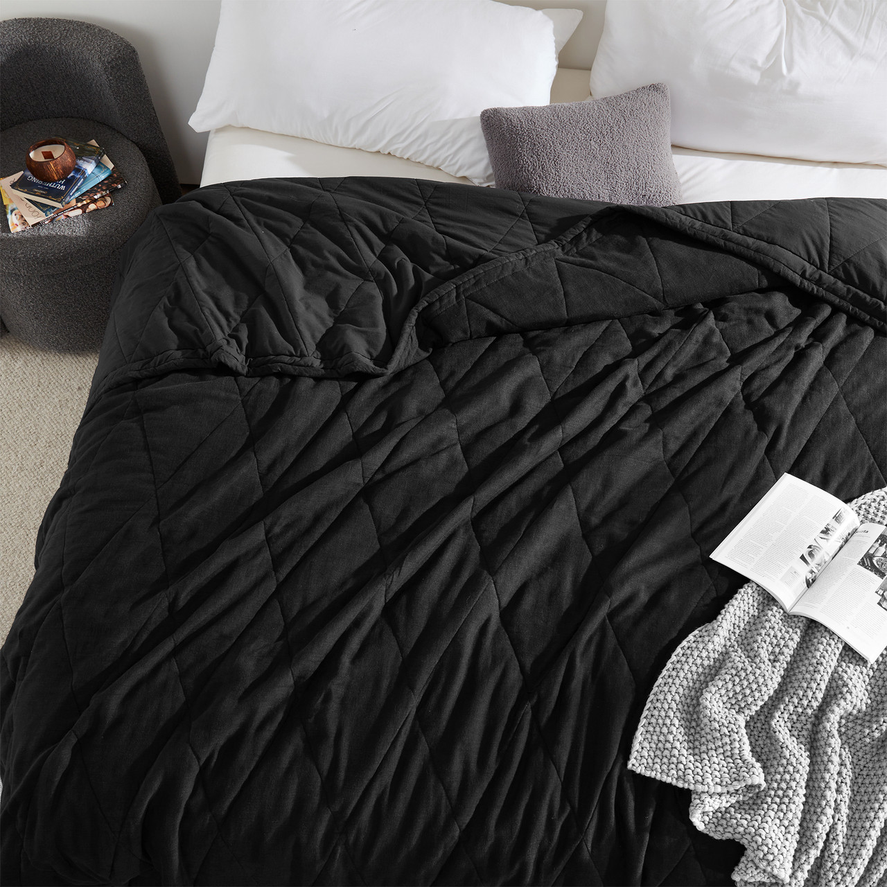 Black linen comforter cheap