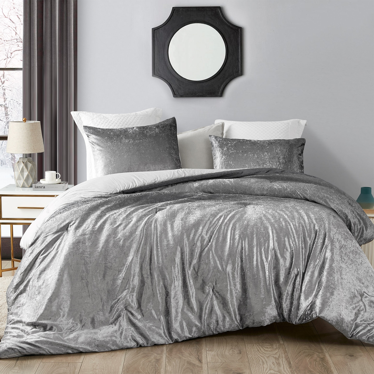 gray velvet duvet