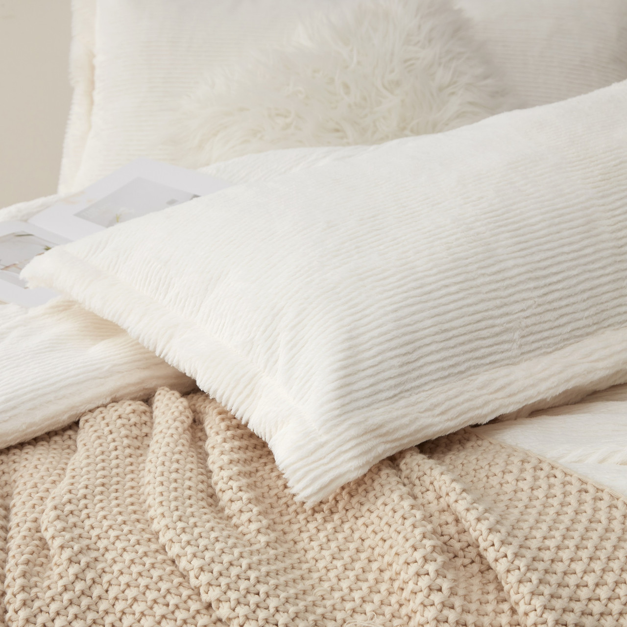 Ribbed - Coma Inducer® Oversized Comforter Set - Ivory Almond