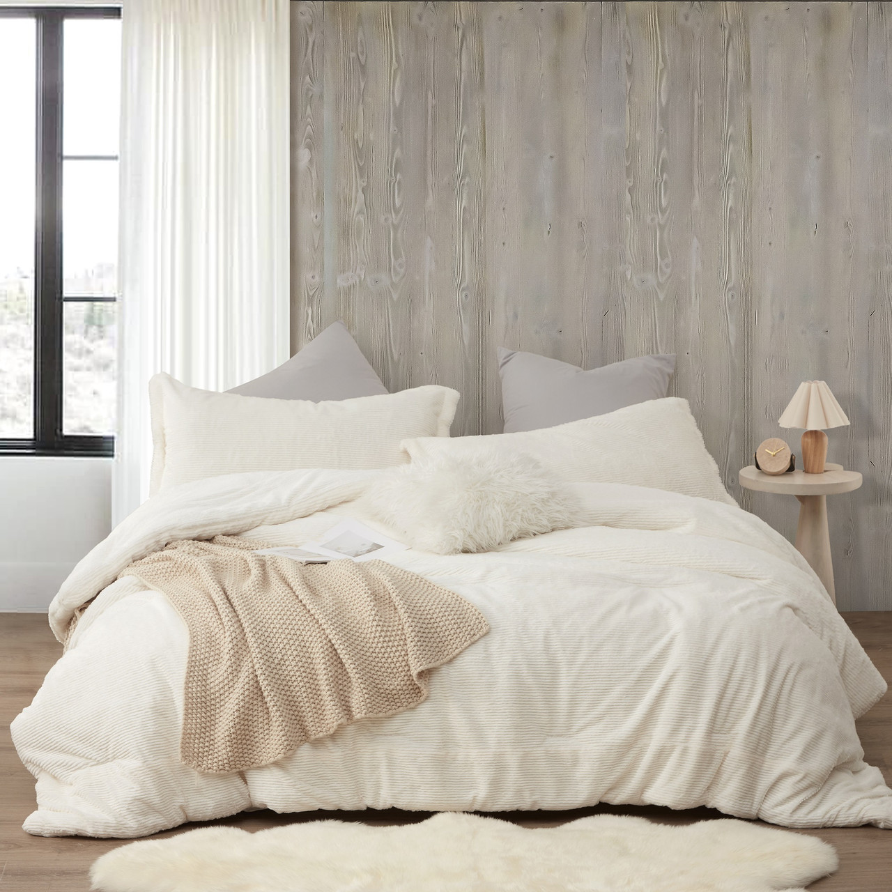 Ribbed - Coma Inducer® Oversized Comforter Set - Ivory Almond