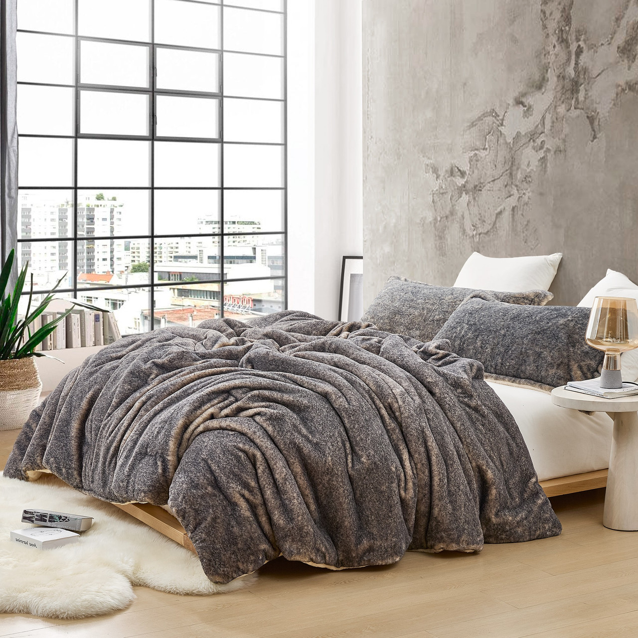 Polar Wolf - Coma Inducer® Oversized Comforter Set - Gray Brown