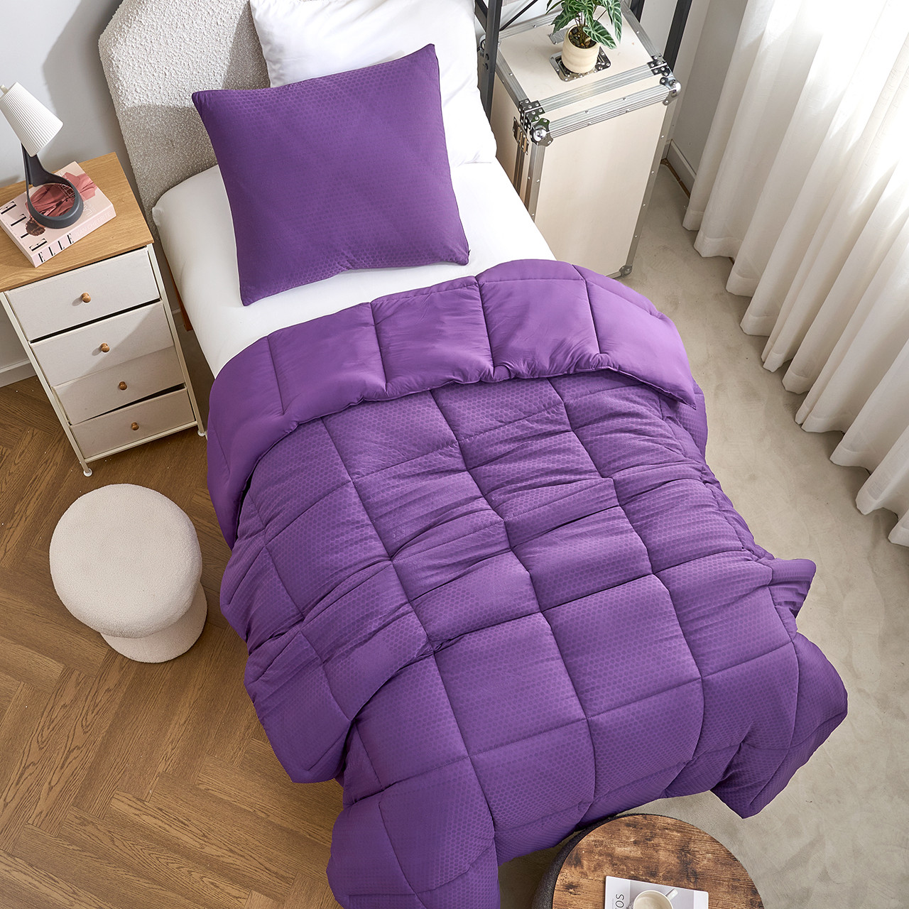 Snowflakes - Coma Inducer® Oversized Comforter Set - Purple Acai