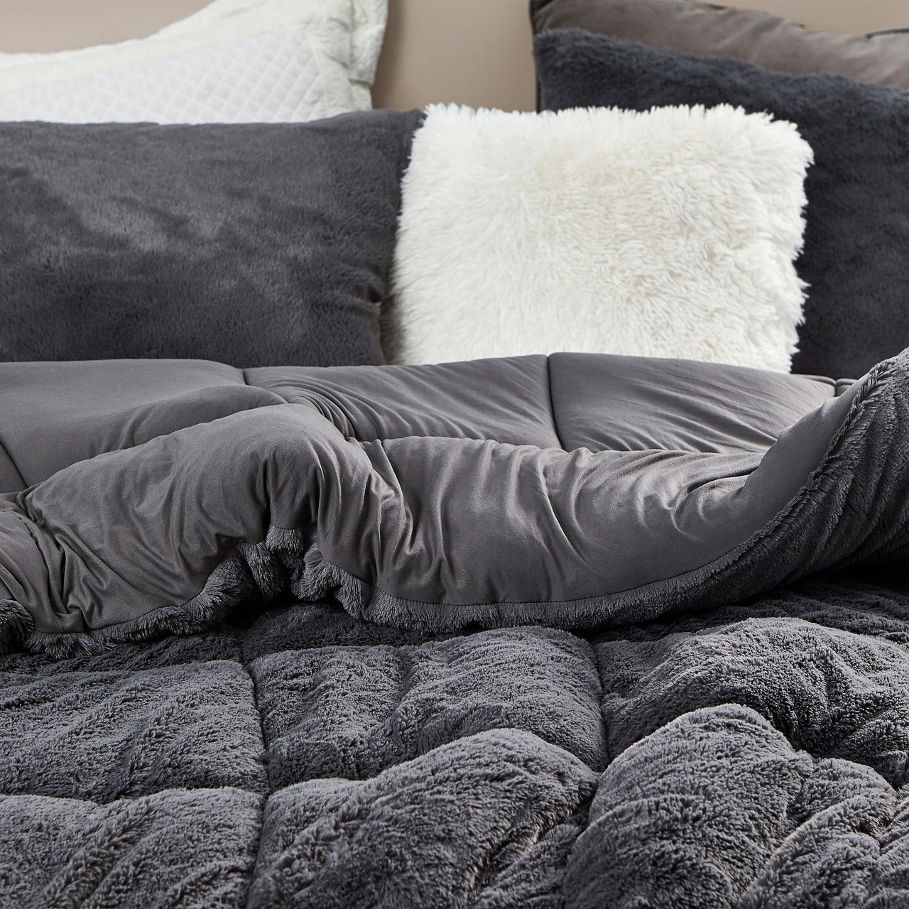 Neutral Dark Gray Extra Large and Extra Thick Coma Inducer Comforter