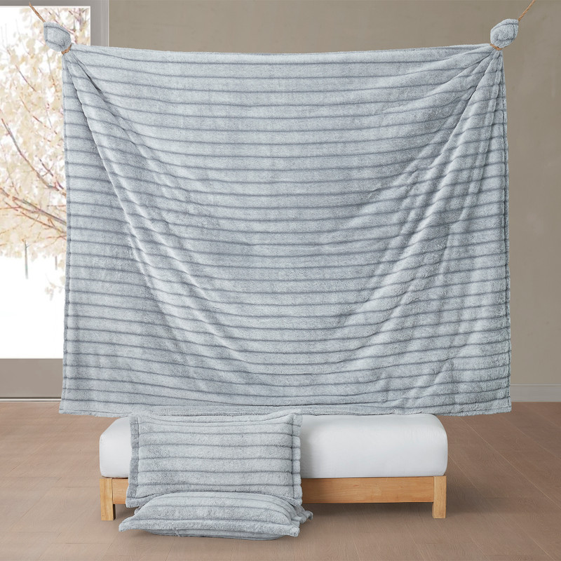 Softer than Soft - Coma Inducer® Oversized Comforter - Frosted Gray Stripe