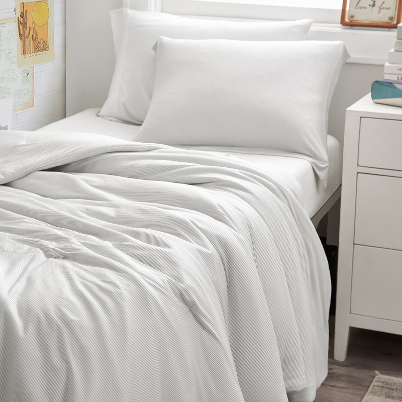 Striped XL Twin, XL Queen, XL King, or Alaskan King Soft Microfiber Bedding Set with Matching Pillow Shams