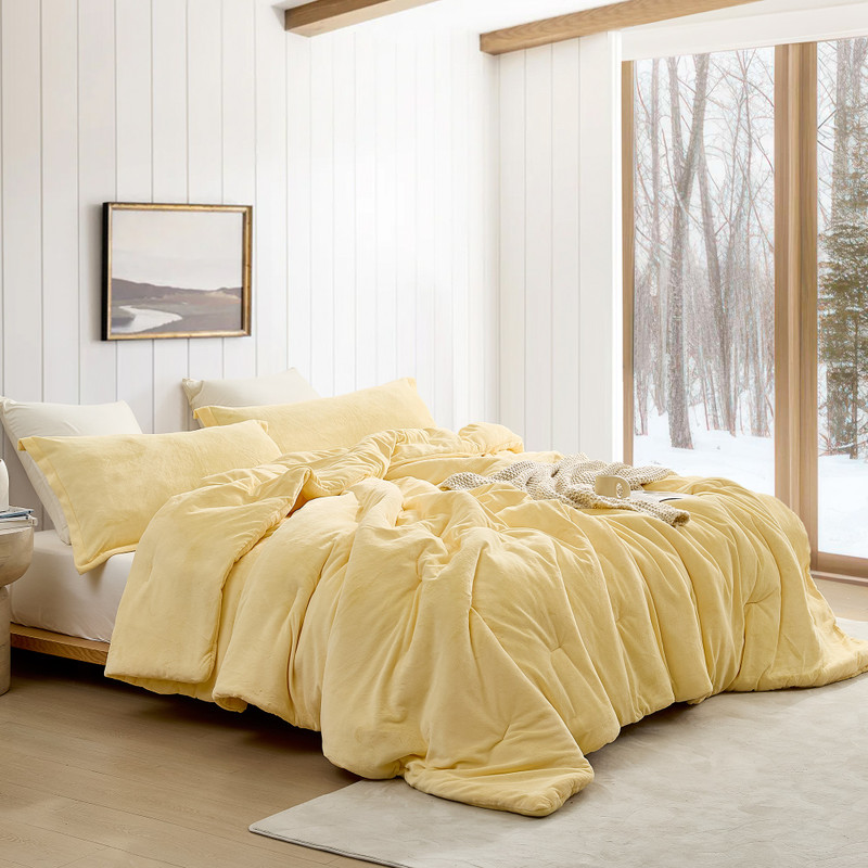 Short Plush Bedding Coma Inducer Blanket Sets Trendy Cream Twin, Queen, King, or Alaskan King Oversized Comforter