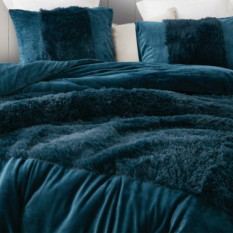 Plush Navy Blue Coma Inducer Twin, Queen, or King Comforter Made with Machine Washable Bedding Materials