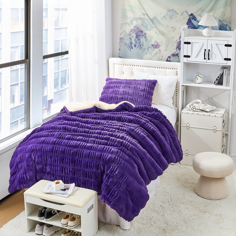 Trendy Twin XL, Queen XL, or King XL Bedding Essentials Chunky Bunny Cut N Sew Purple Comforter