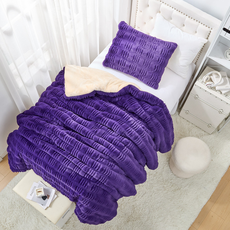 Extra Long and Extra Wide Twin, Queen, or King Purple Plush Bedding Set