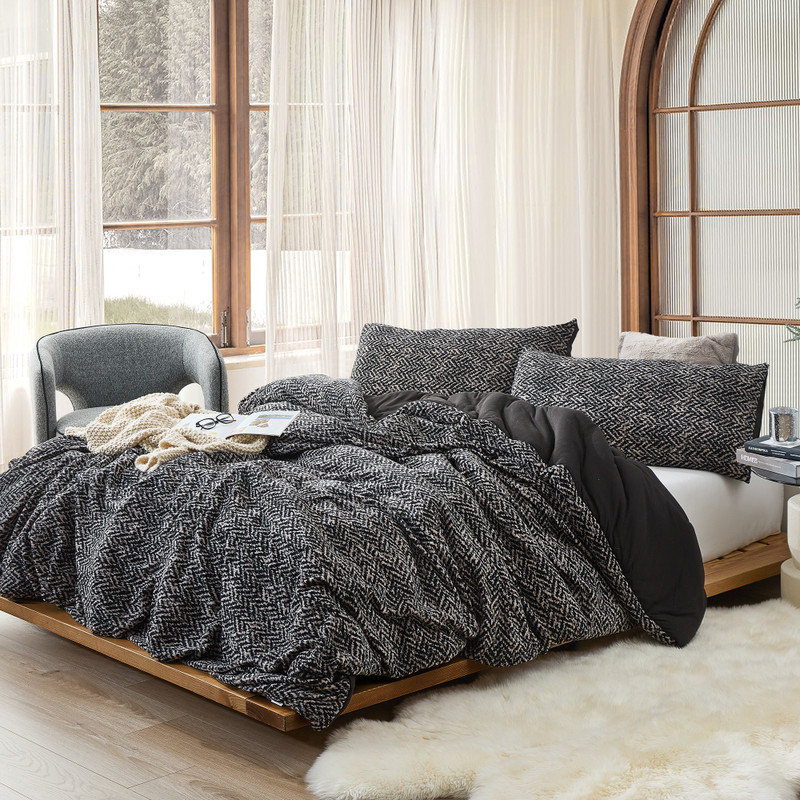 Chevron Frosted Gray Oversized Twin, Queen, or King Comforter Set