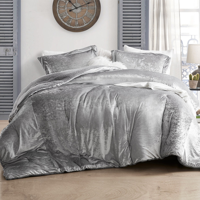 Elegant Gray Twin, Queen, or King Bedding Set Made with Super Soft Velvet Plush