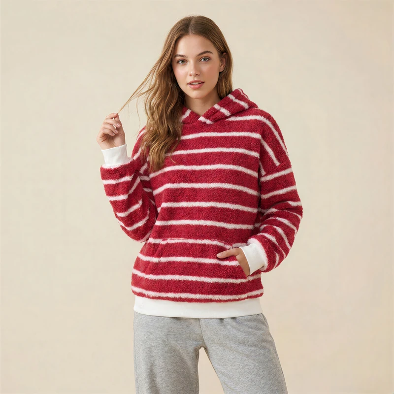 Coma Hoodie™ - Looks Soft - Red & White Stripe