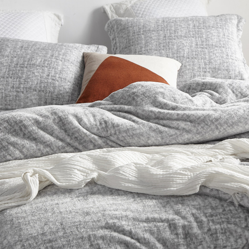 Thickly Filled Twin, Queen, or King Extra Large Comforter Rheum Gray and White Bedding